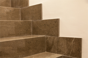 Grey Sierra Elvira Marble staircase with miter trim