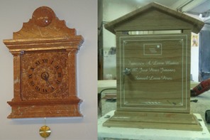 Reloj y Buzon realizados en Marmol