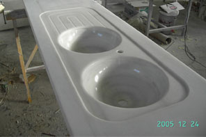 Encimera Blanco Macael con senos en piedra maciza