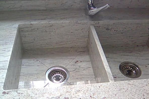 Fregadero integrado doble a cuatro aguas